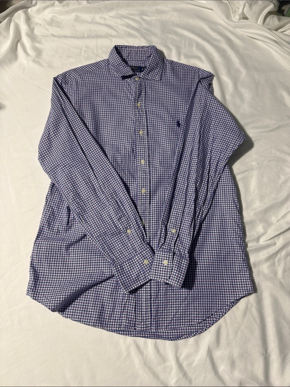 Polo Ralph Lauren Purple Navy Gingham Check Button-Down Shirt Men’s M Old Money